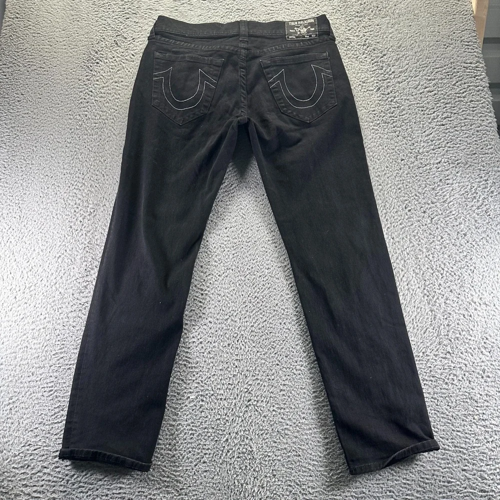 True Religion Geno Jeans Mens 36x33 Black Cotton Denim Straight Workwear Stretch